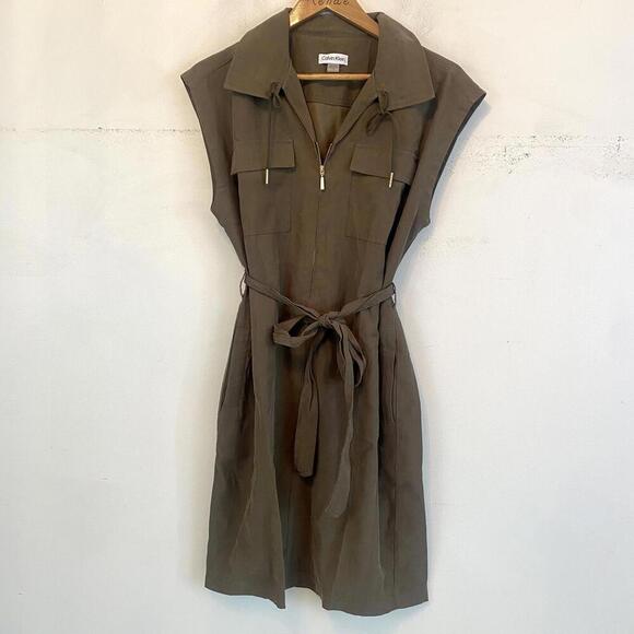 Calvin Klein Dresses & Skirts - CALVIN KLEIN dark green shift dress sz 10